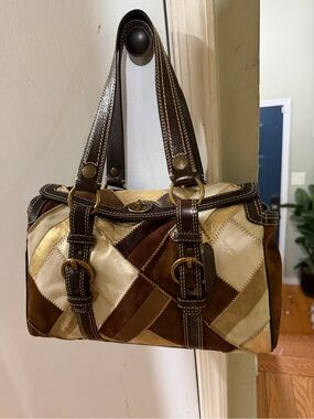 Coach  Chelsea vintage Suede Shoulder Bag in Brown and Cream in pristine
